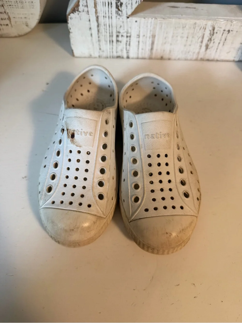 Native Kids White  Slip-On Shoes